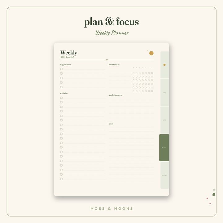 Weekly Planner inside pages