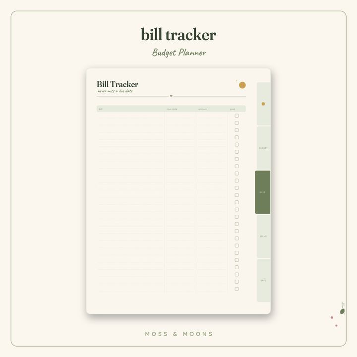 Budget Planner inside pages