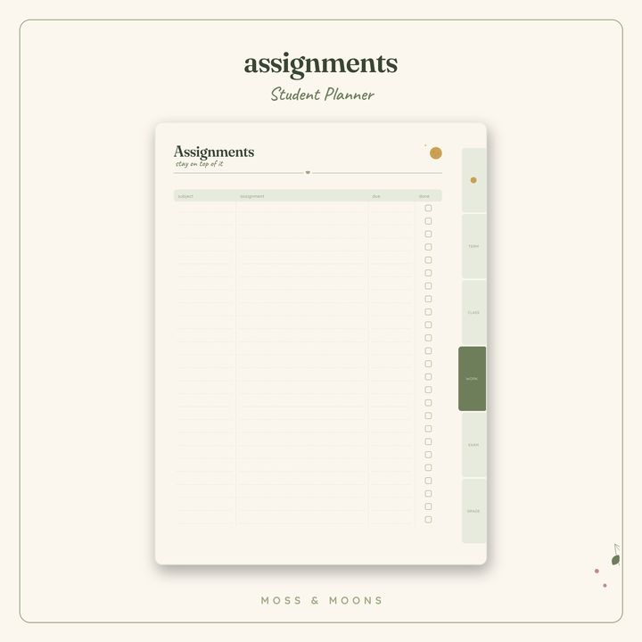 Student Planner inside pages