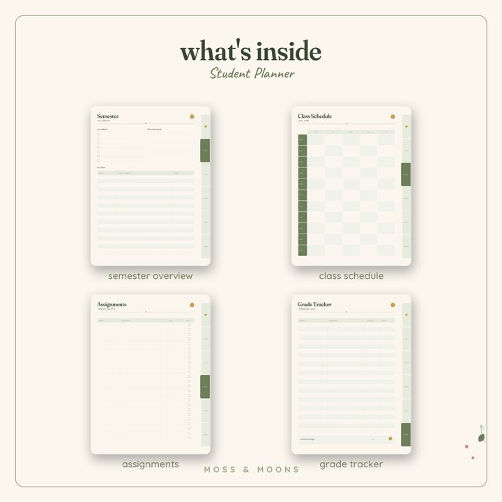 Inside the Student Planner — Fern & Folk digital planner