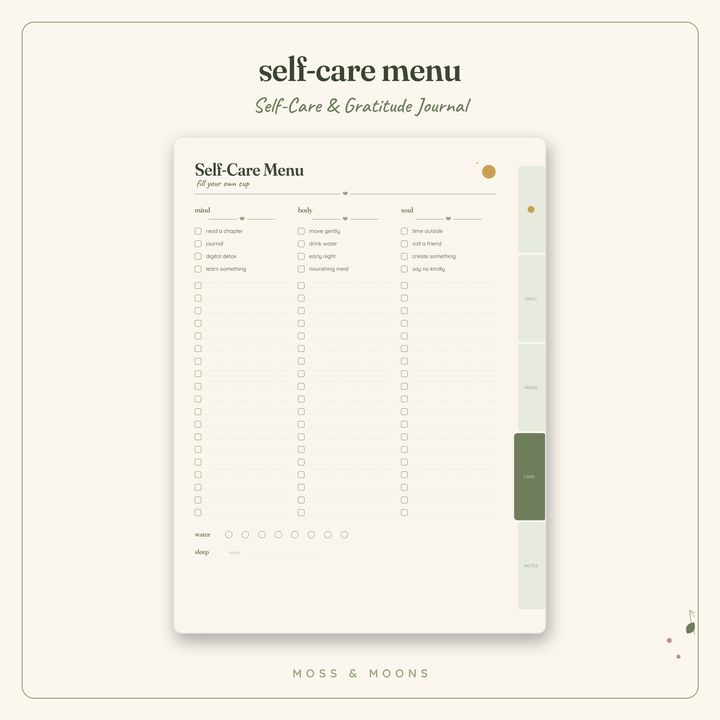 Self-Care Journal inside pages