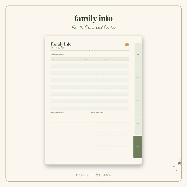 Family Command Center inside pages