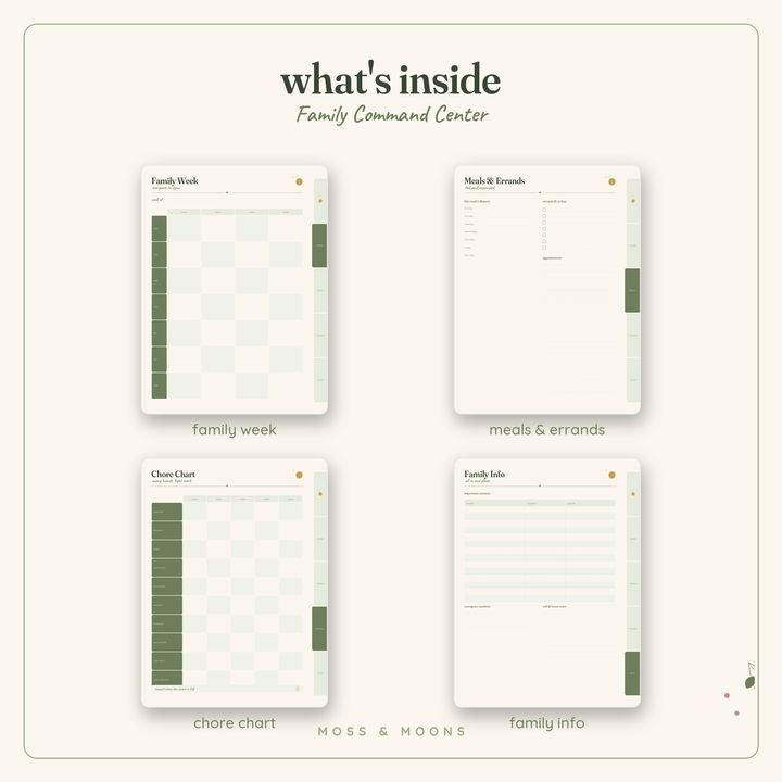 Inside the Family Command Center — Fern & Folk digital planner