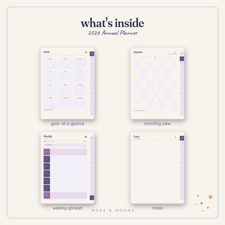 Inside the 2026 Annual Planner — Moonlit digital planner