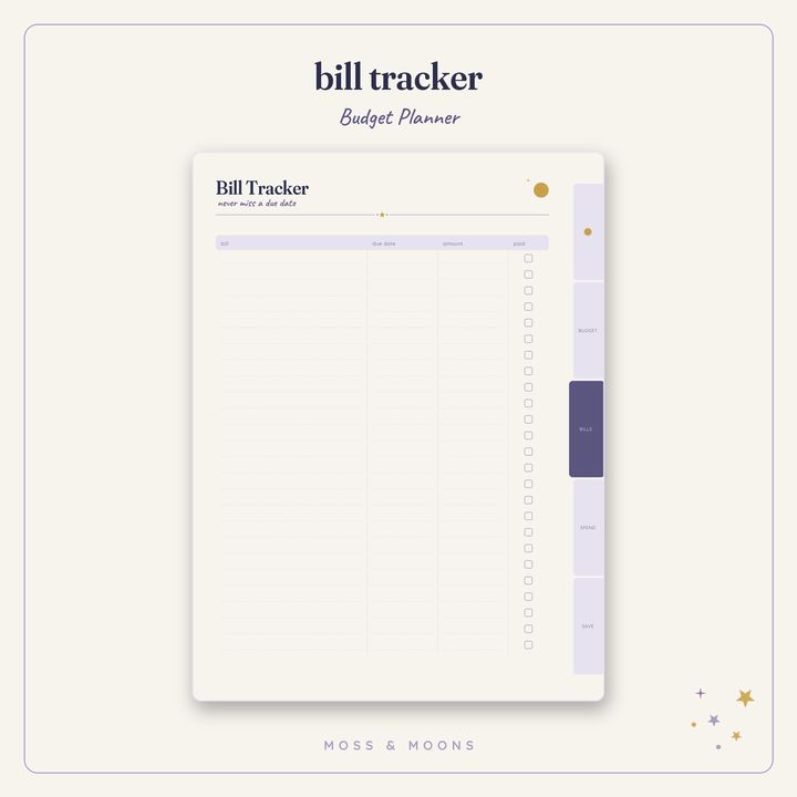 Budget Planner inside pages