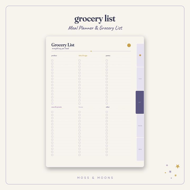 Meal Planner inside pages