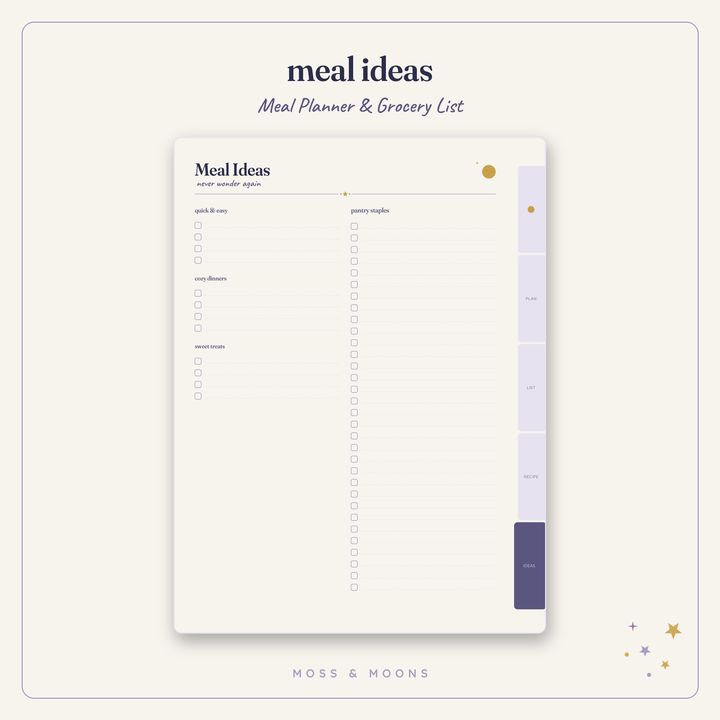 Meal Planner inside pages