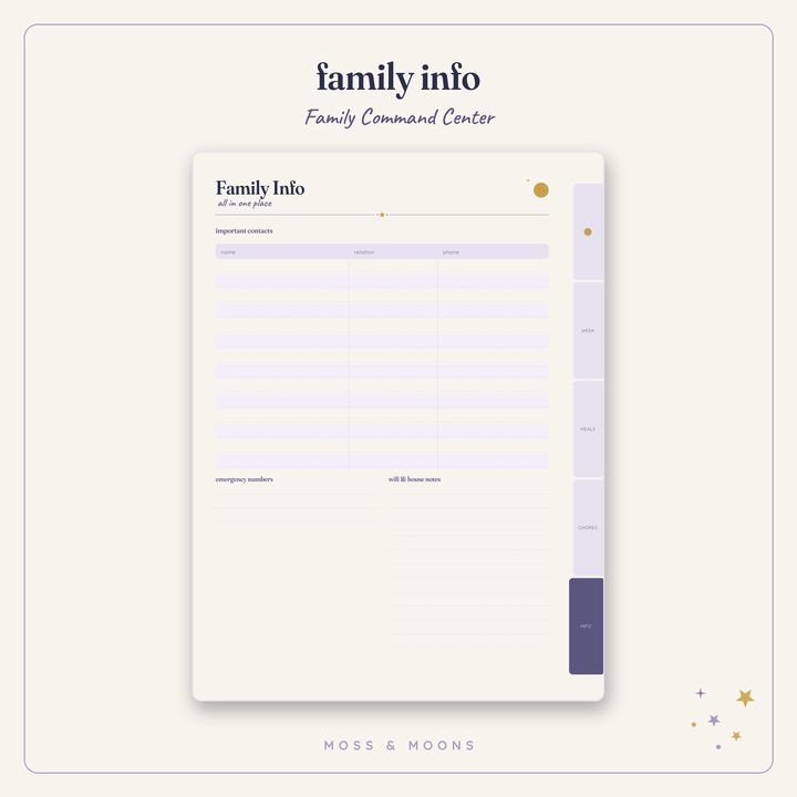 Family Command Center inside pages