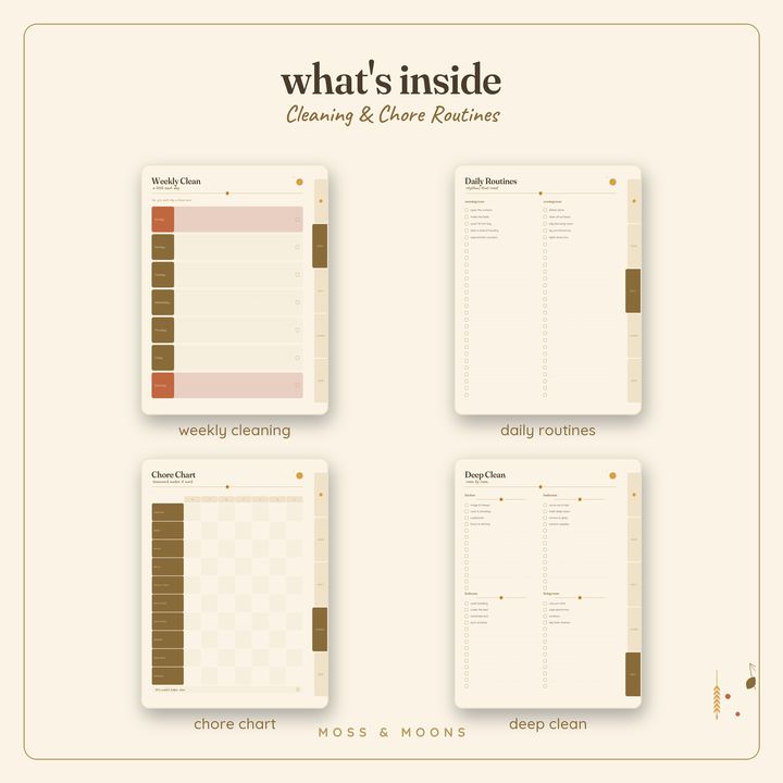 Inside the Cleaning & Chores — Honey Harvest digital planner