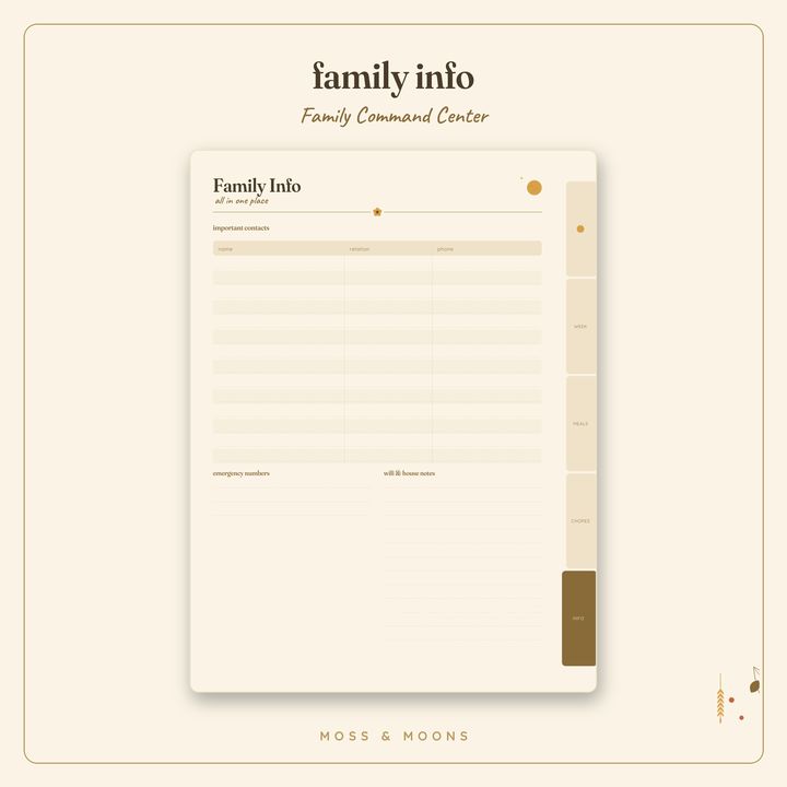 Family Command Center inside pages