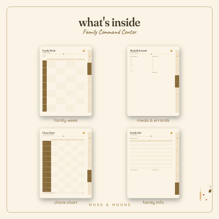 Inside the Family Command Center — Honey Harvest digital planner