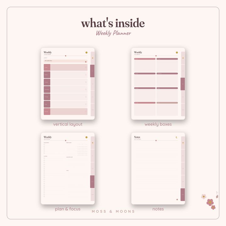 Inside the Weekly Planner — Blush & Bloom digital planner