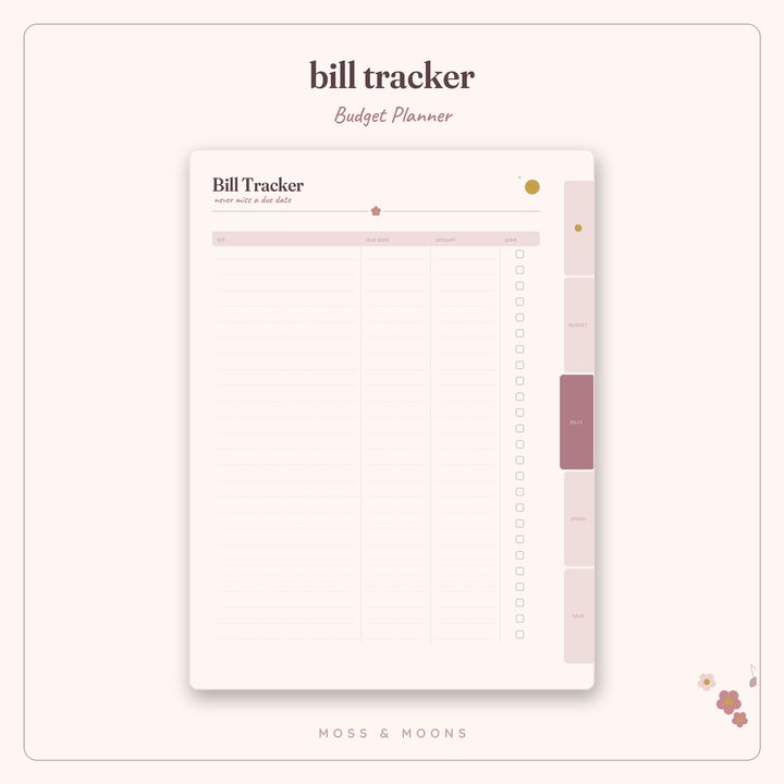 Budget Planner inside pages