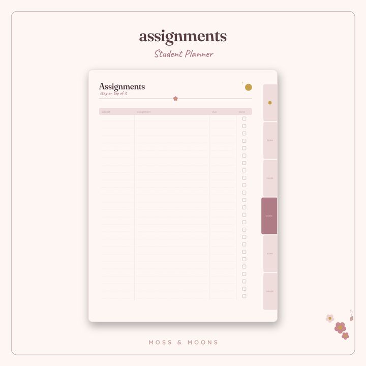 Student Planner inside pages