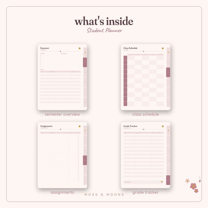 Inside the Student Planner — Blush & Bloom digital planner