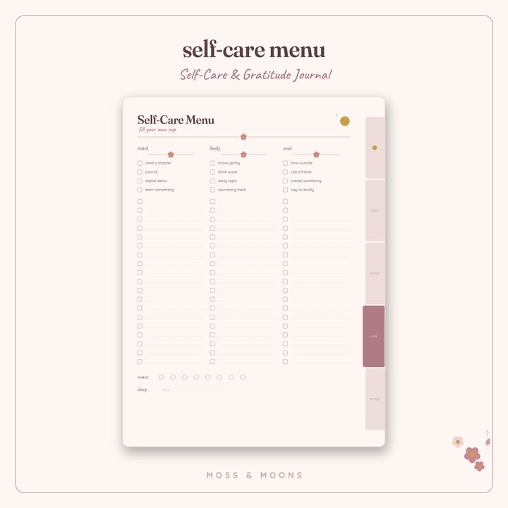 Self-Care Journal inside pages