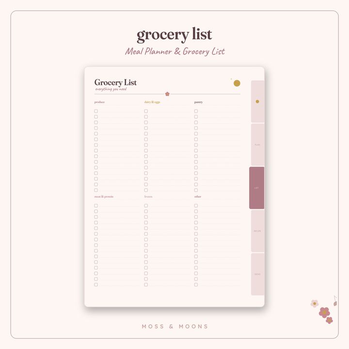 Meal Planner inside pages