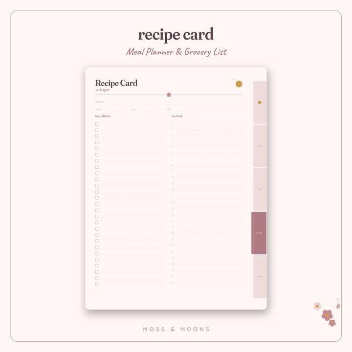 Meal Planner inside pages