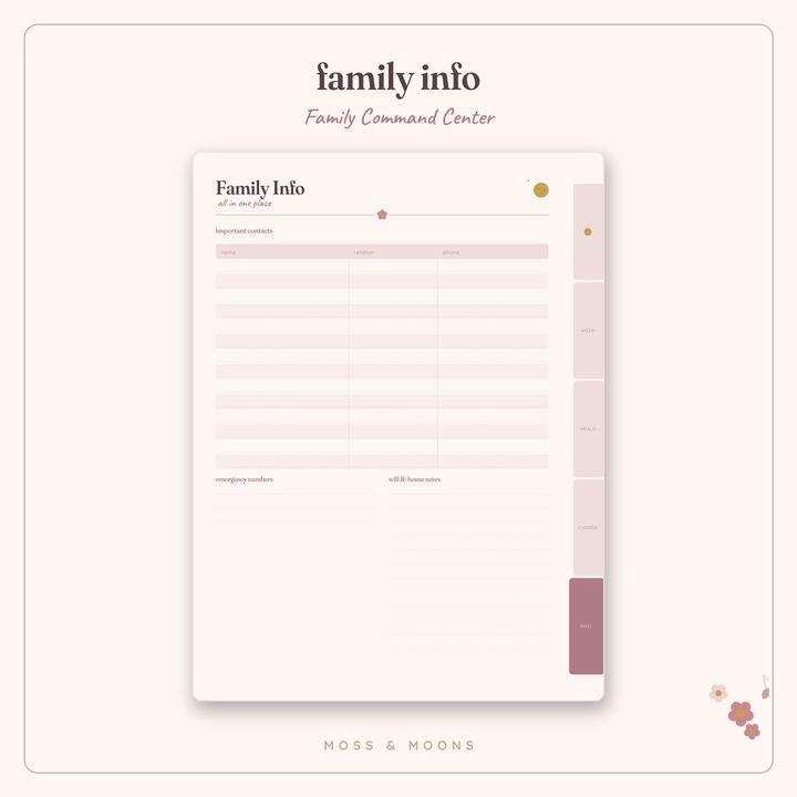 Family Command Center inside pages