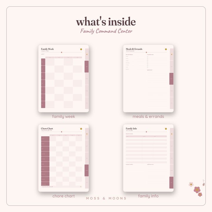 Inside the Family Command Center — Blush & Bloom digital planner