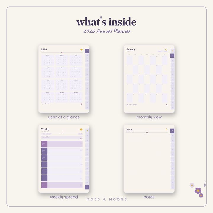 Inside the 2026 Annual Planner — Lavender Fields digital planner