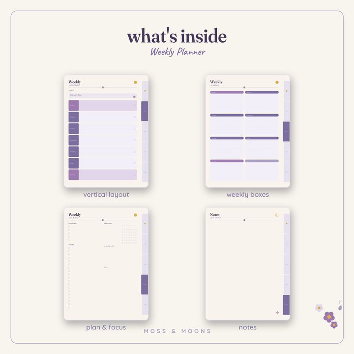 Inside the Weekly Planner — Lavender Fields digital planner