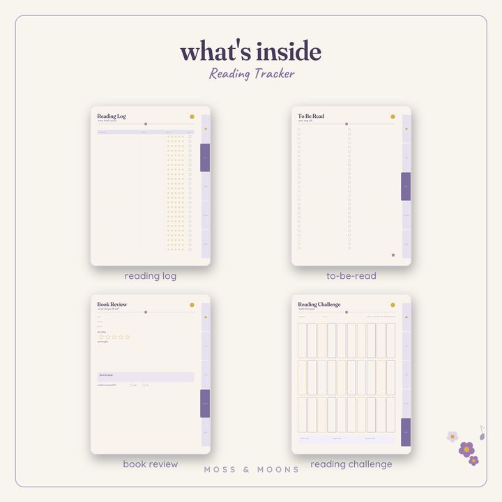 Inside the Reading Tracker — Lavender Fields digital planner