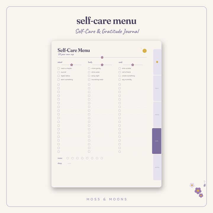 Self-Care Journal inside pages