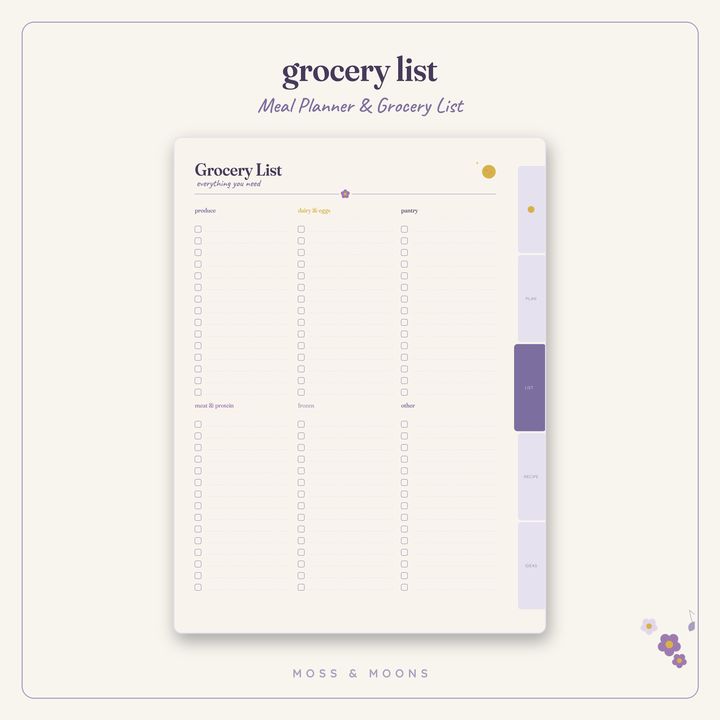Meal Planner inside pages