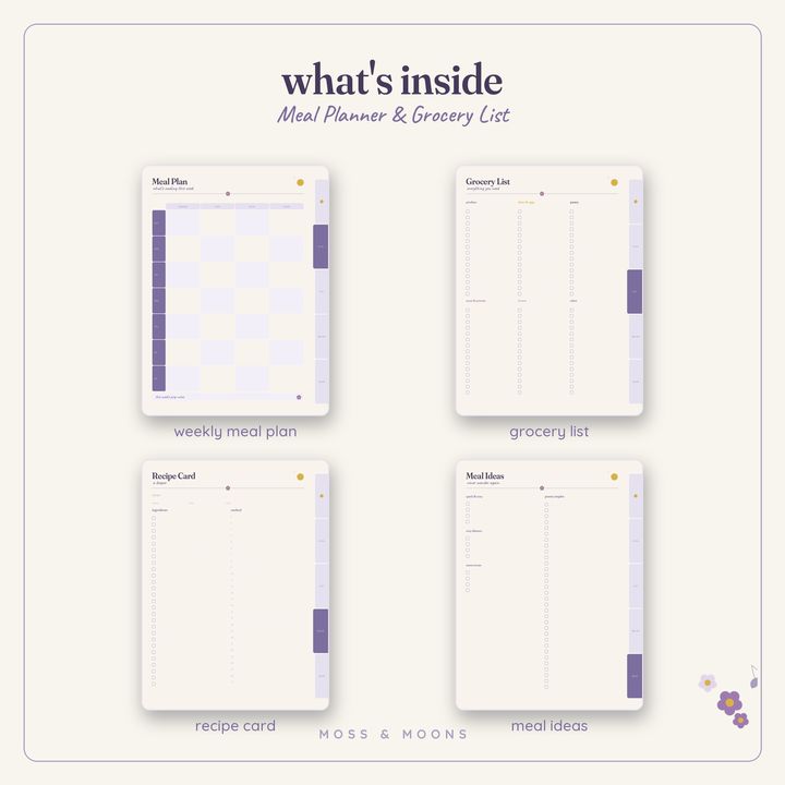 Inside the Meal Planner — Lavender Fields digital planner