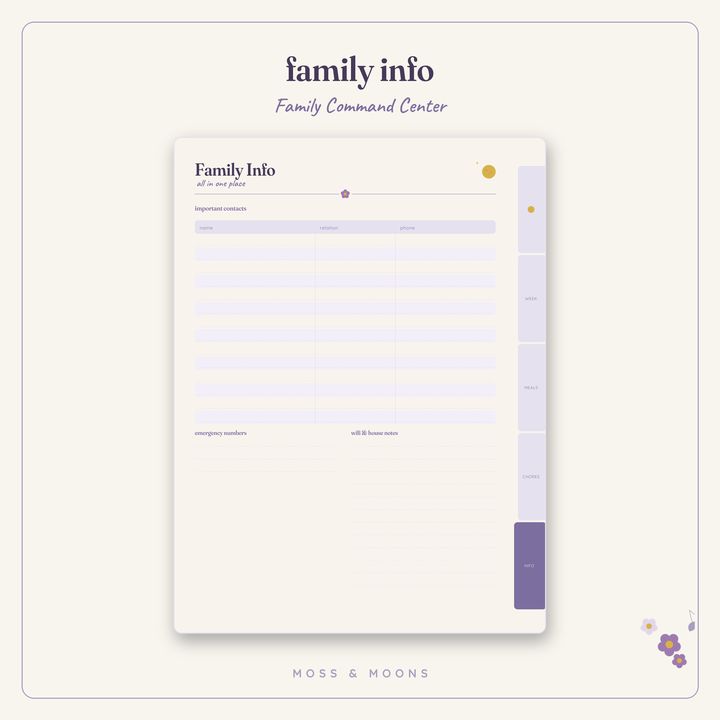 Family Command Center inside pages