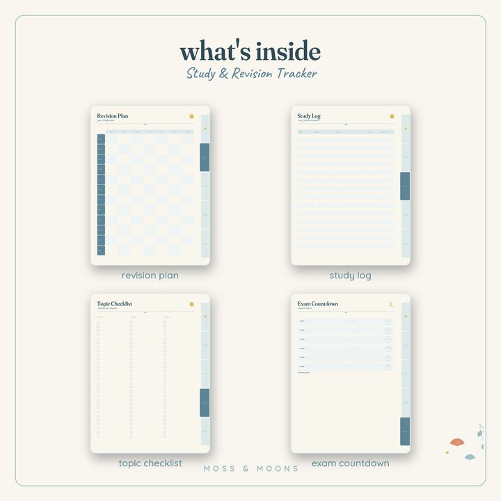Inside the Study & Revision Tracker — Tide & Sea digital planner