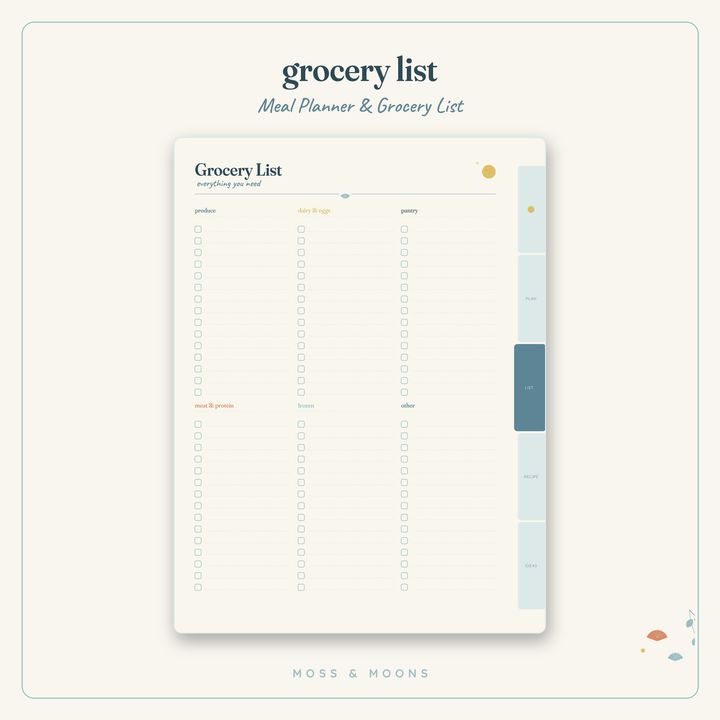 Meal Planner inside pages