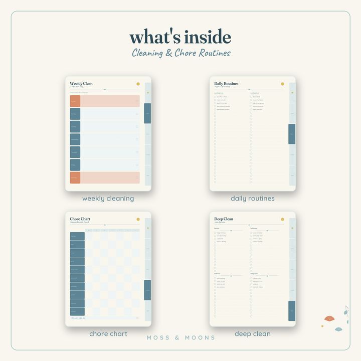 Inside the Cleaning & Chores — Tide & Sea digital planner