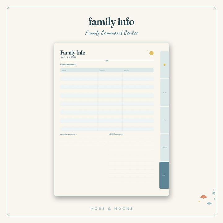 Family Command Center inside pages