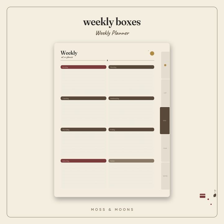 Weekly Planner inside pages