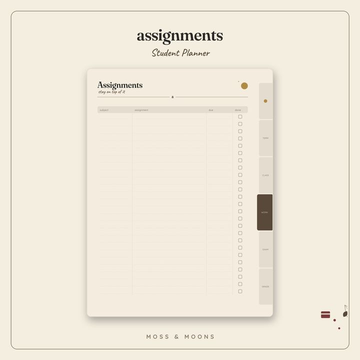 Student Planner inside pages