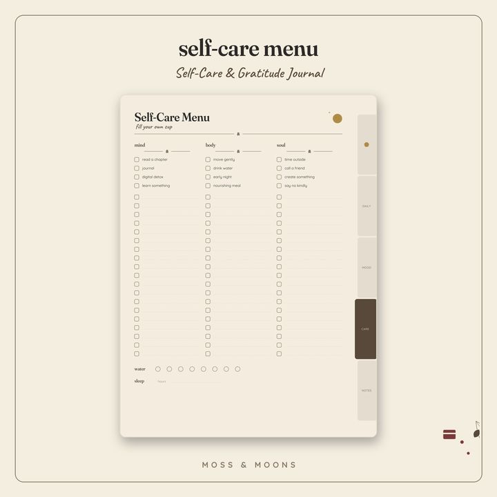 Self-Care Journal inside pages