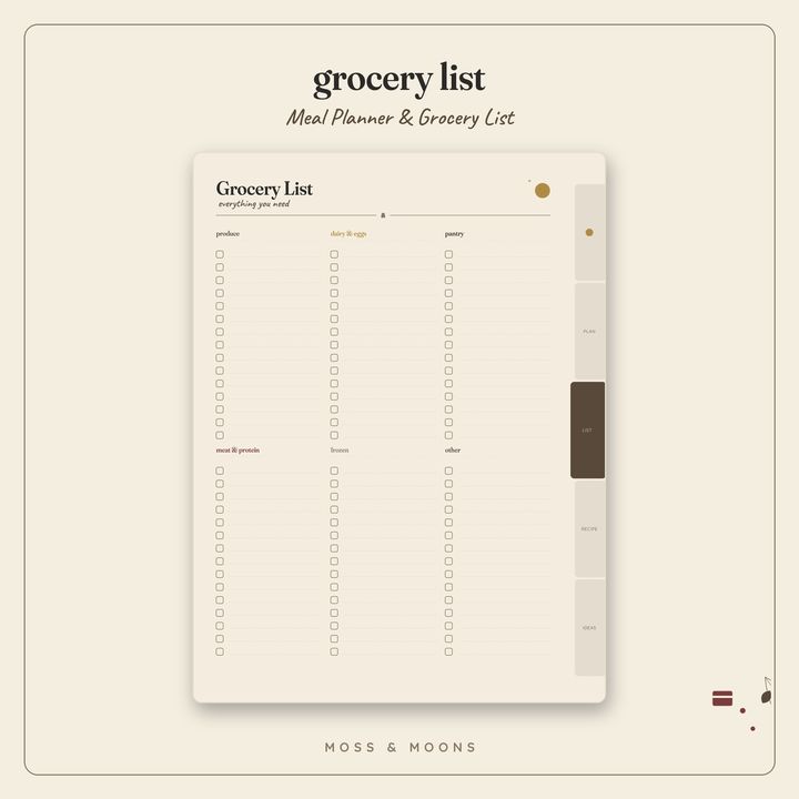 Meal Planner inside pages