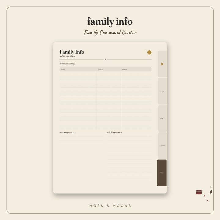 Family Command Center inside pages