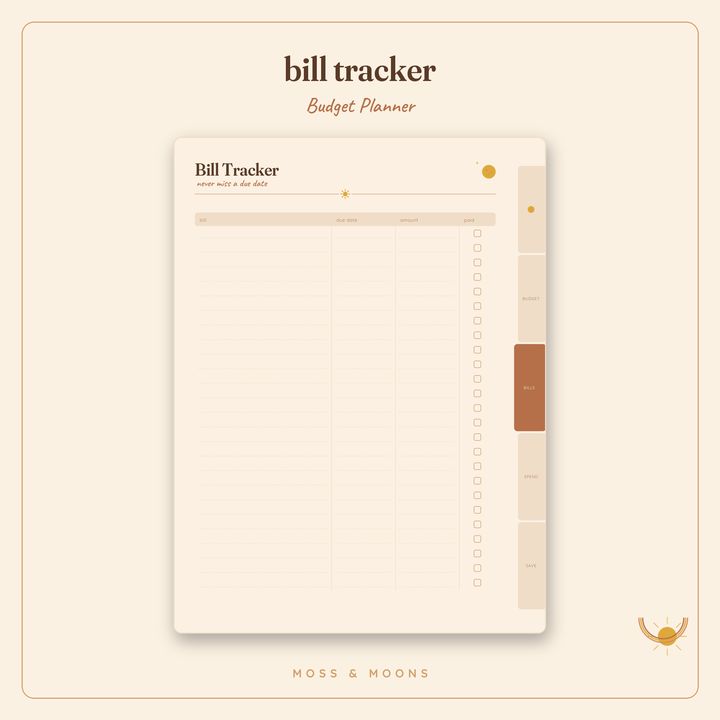 Budget Planner inside pages