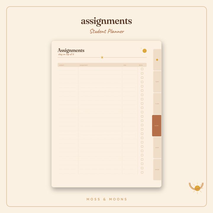 Student Planner inside pages