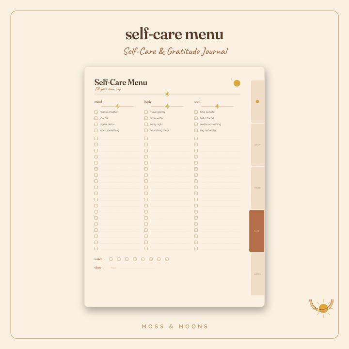 Self-Care Journal inside pages