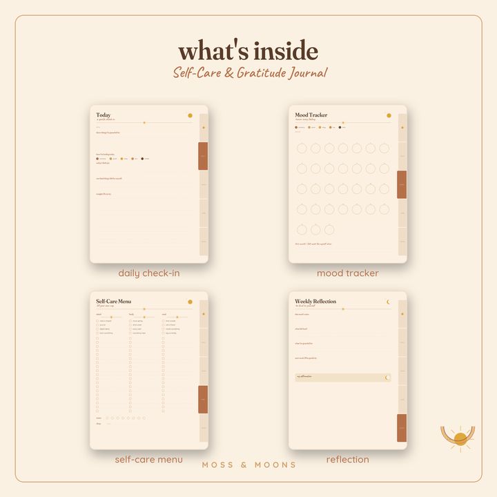 Inside the Self-Care Journal — Golden Hour digital planner