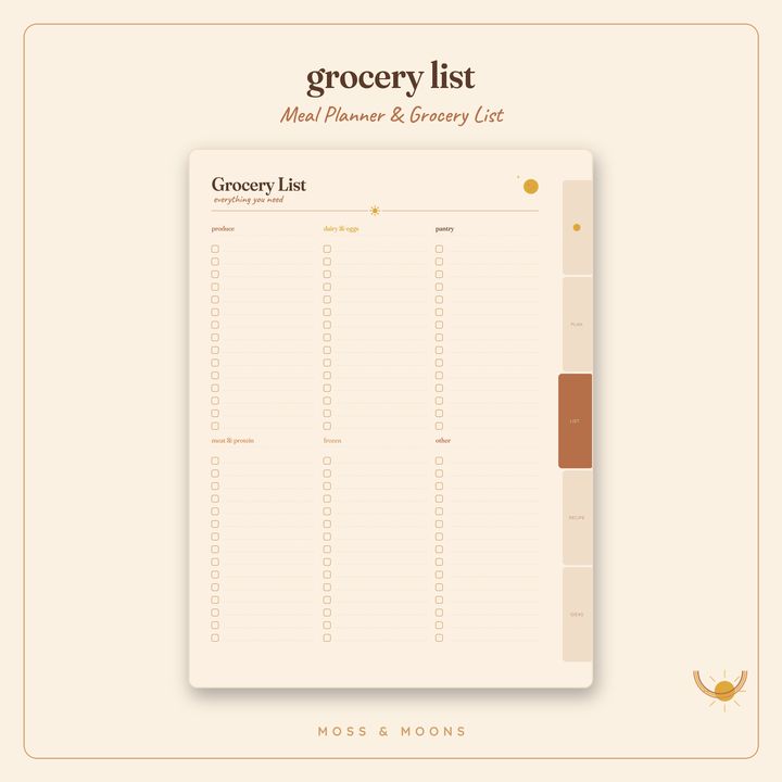 Meal Planner inside pages