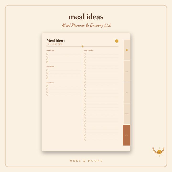 Meal Planner inside pages