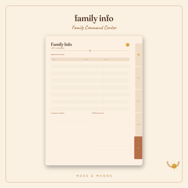 Family Command Center inside pages