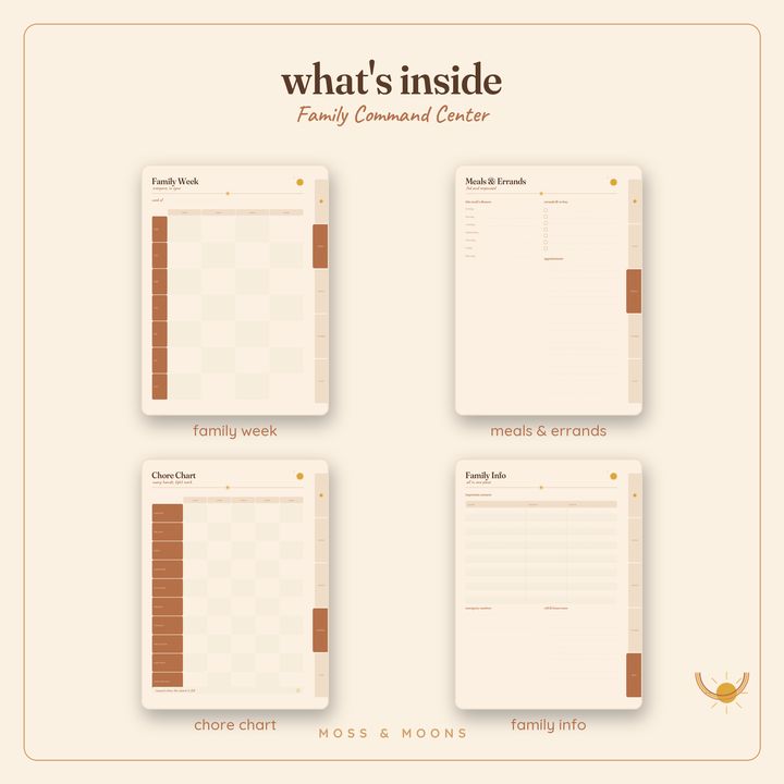 Inside the Family Command Center — Golden Hour digital planner