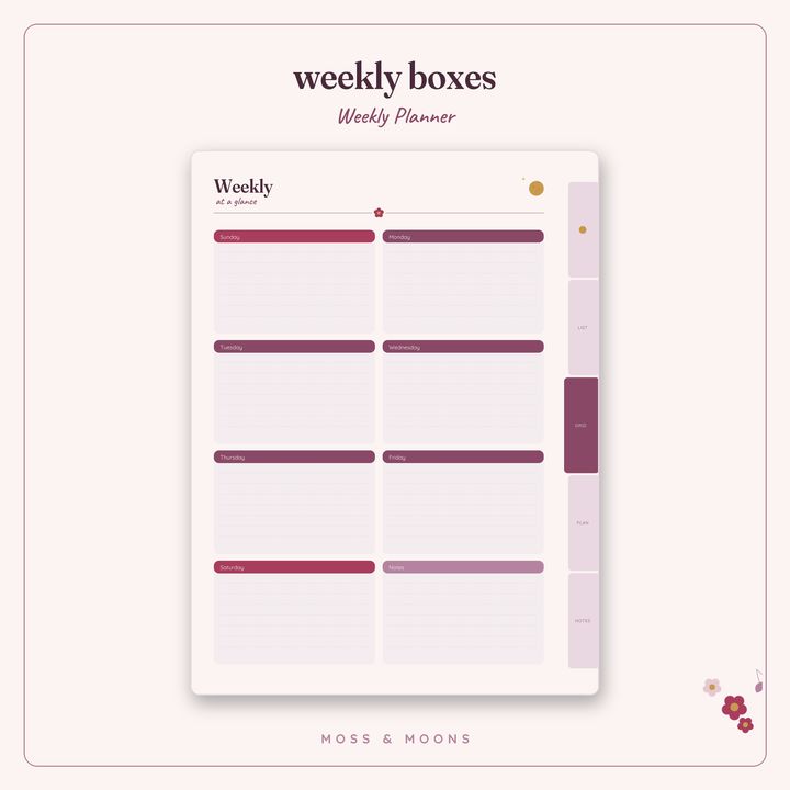 Weekly Planner inside pages