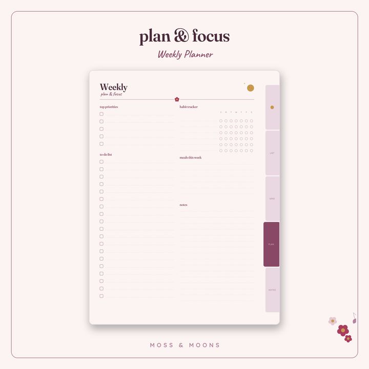 Weekly Planner inside pages